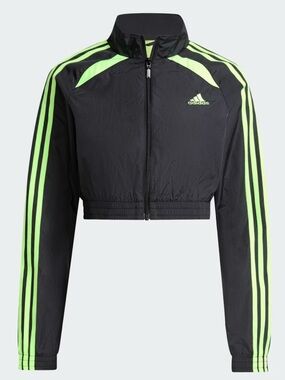 Adidas black and Neon Green crop jacket